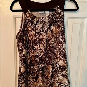 Kim Rogers Sleeveless Brown Paisley Tank Top Size S
